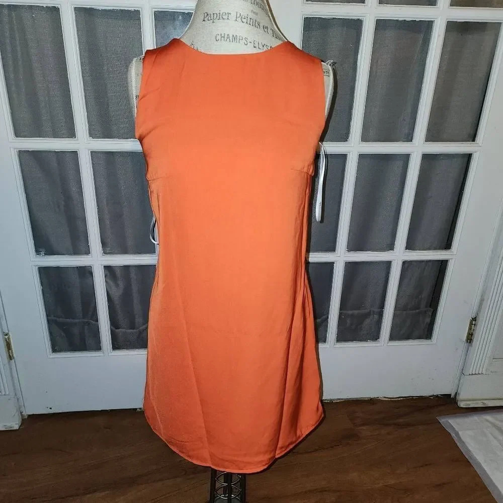 NWT Lulu's Womens Joyful Red‎ Orange Multi Stripe Tie Back Mini Dress Medium New